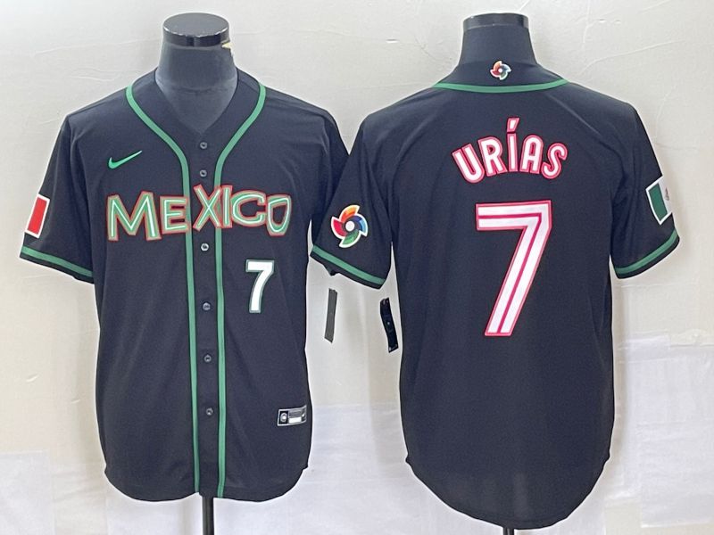 Men 2023 World Cub Mexico 7 Urias Black white Nike MLB Jersey39